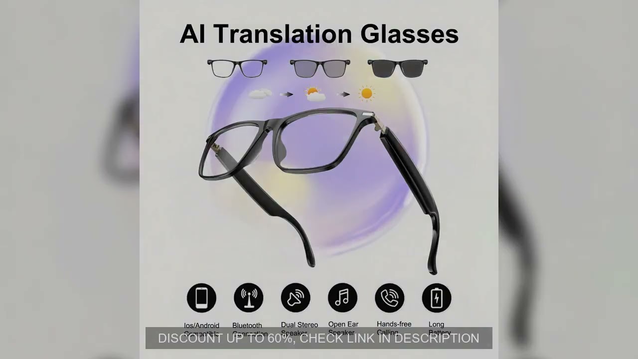 AI Translation Smart Glasses with photochromic lenses, support 160+ languages real-time translation