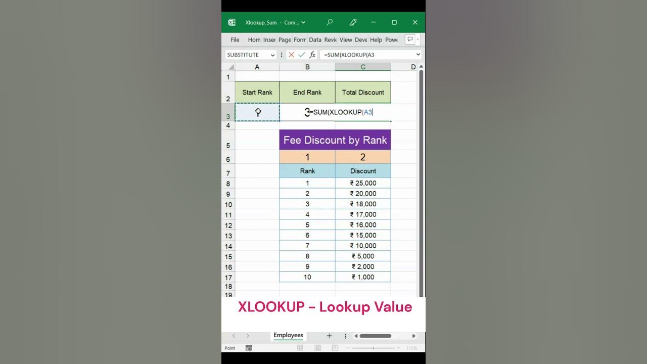 Excel use of sum and nested xlookup function exceltutorial excel 