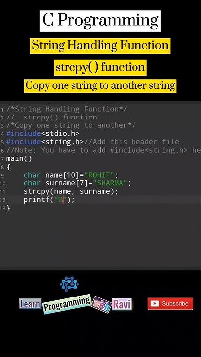 C Programming|String Handling Function| strcpy() function|#Shorts # ...