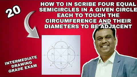 How to inscribe 4 equal semicircles in a circle | intermediate drawing grade exam | suhaas bhoir