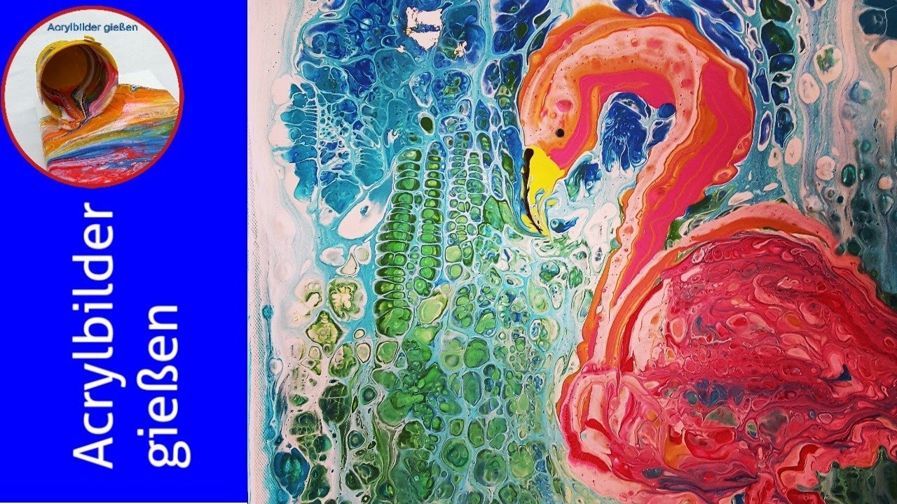 Acryl Fließtechnik: Ein Flamingo!!! 🎨 A Flamingo!!! - Dirty Pour On Wet Swipe (dt./English) (92)