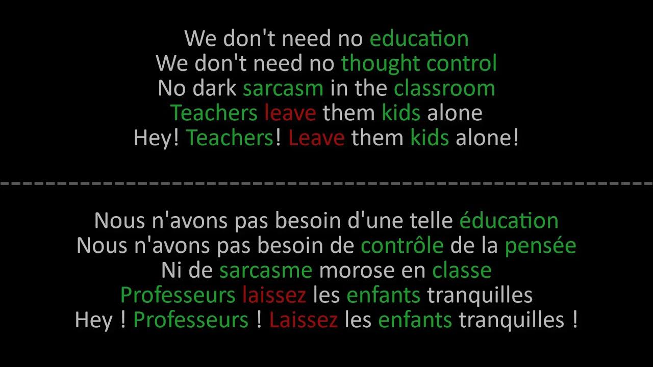 Pink Floyd Another Brick In The Wall Paroles + Lyrics on screen YouTube