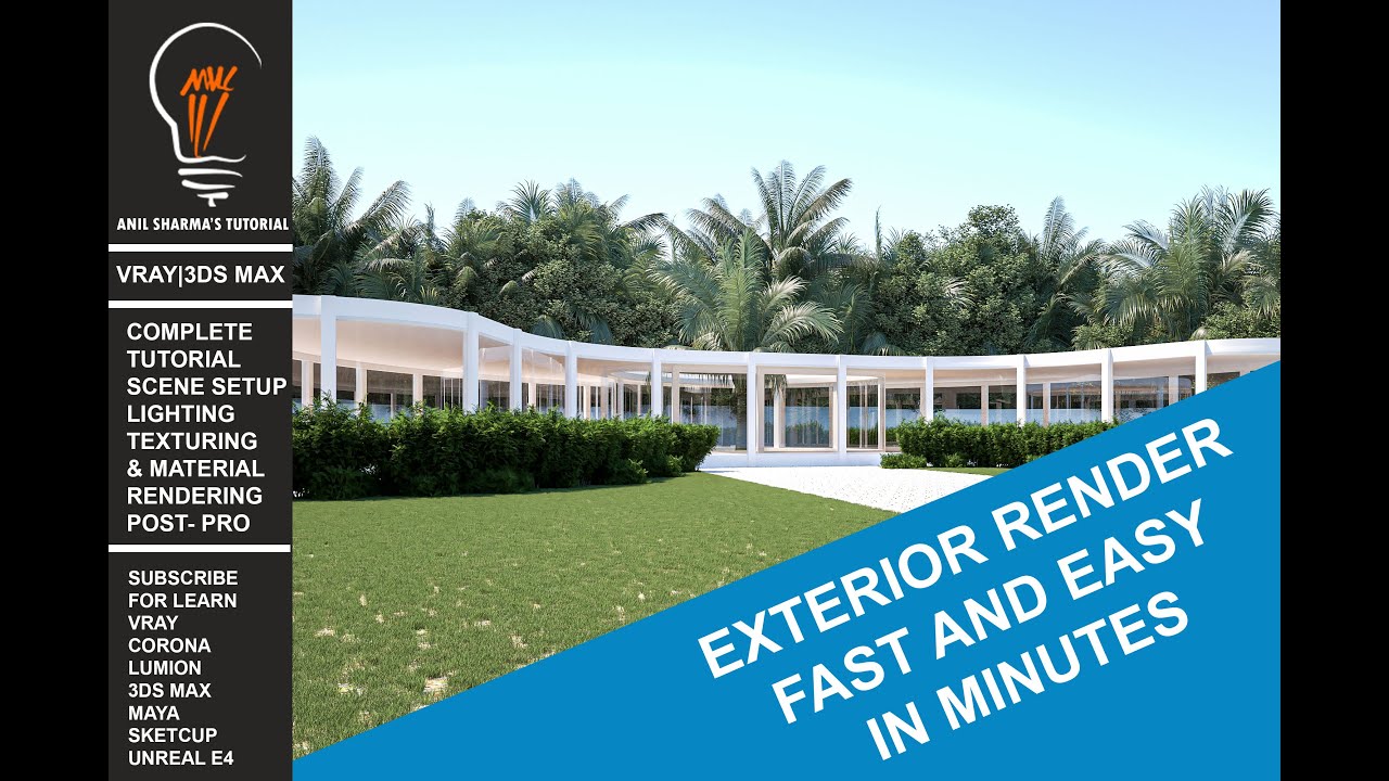 VRAY NEXT 3DS MAX EXTERIOR LIGHTING AND RENDERING FAST AND EASY - YouTube