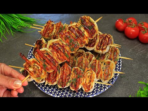 Из лаваша и фарша за считанные минуты! Отменная закуска на шпажках для пикника и не только!