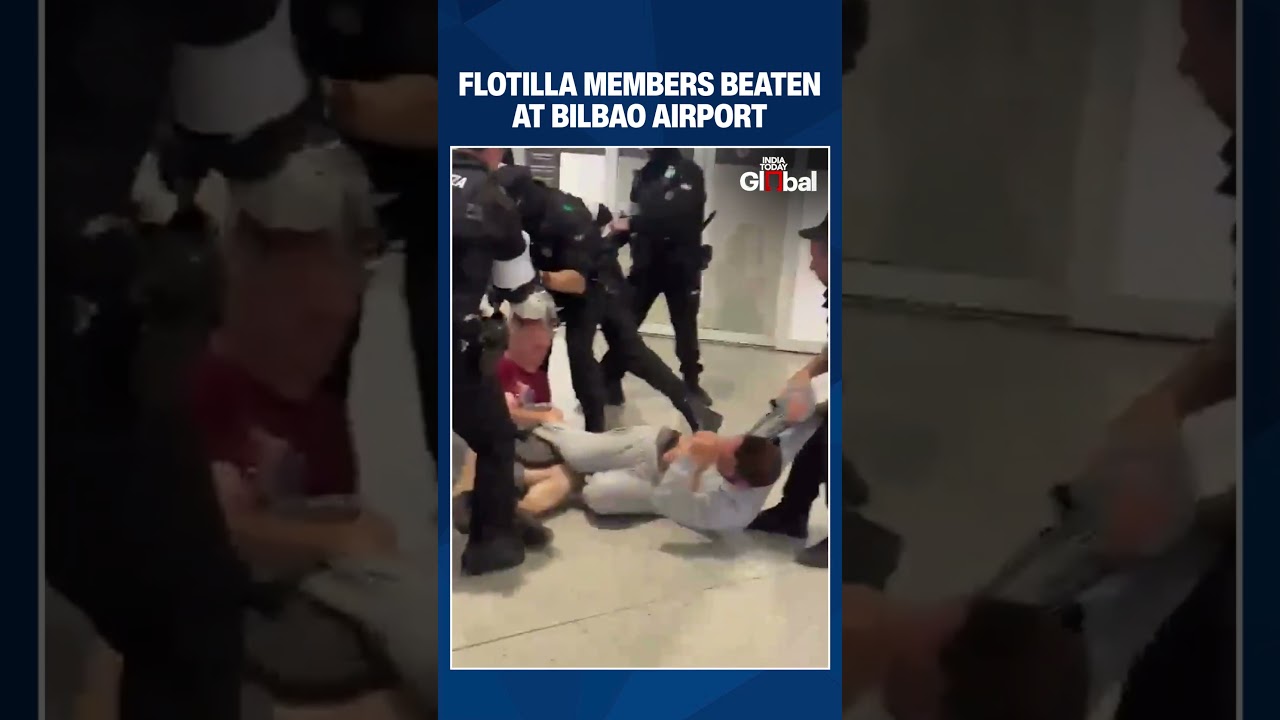 Police Detain and Beat Gaza Flotilla Activists at Bilbao Airport After Israeli Custody |#shorts