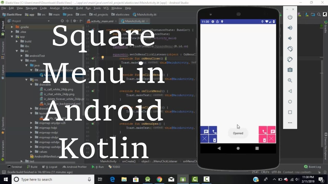 Square Menu in Android Kotlin - YouTube