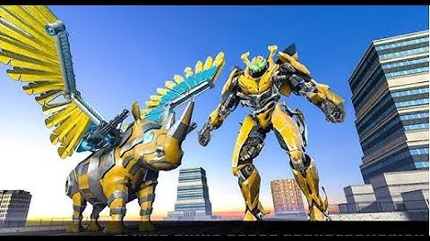 Flying Rhino Robot Transform Part-1 | Rescue City Robot War Android GamePlay | By Game Crazy