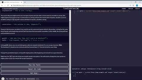 Basic JavaScript (24/111) | Quoting Strings with Single Quotes | freeCodeCamp