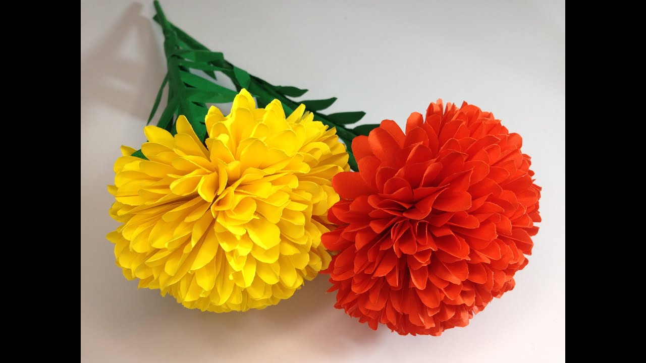 How To Make Marigold paper Flower / DIY paper craft / Home Decor / Easy ...