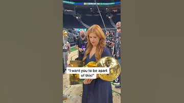 Giannis gives his NBA Championship trophy to Rachel Nichols! #shorts