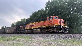 BNSF 6353 leads empty coal train solo