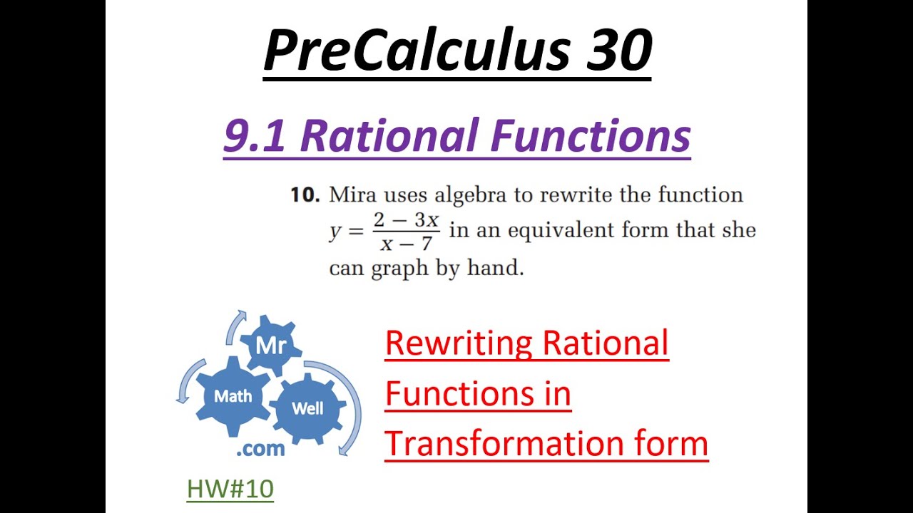 PC 30 9.1 #10 Rational functions in Transformation form - YouTube