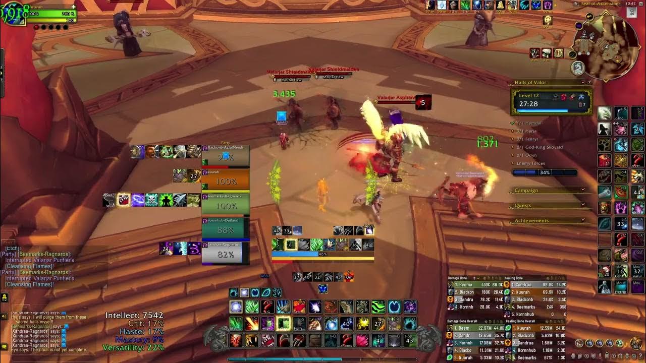 🍀🌿 Resto Druid Mythic +12 Tyrannical (PUG) - Halls Of Valor