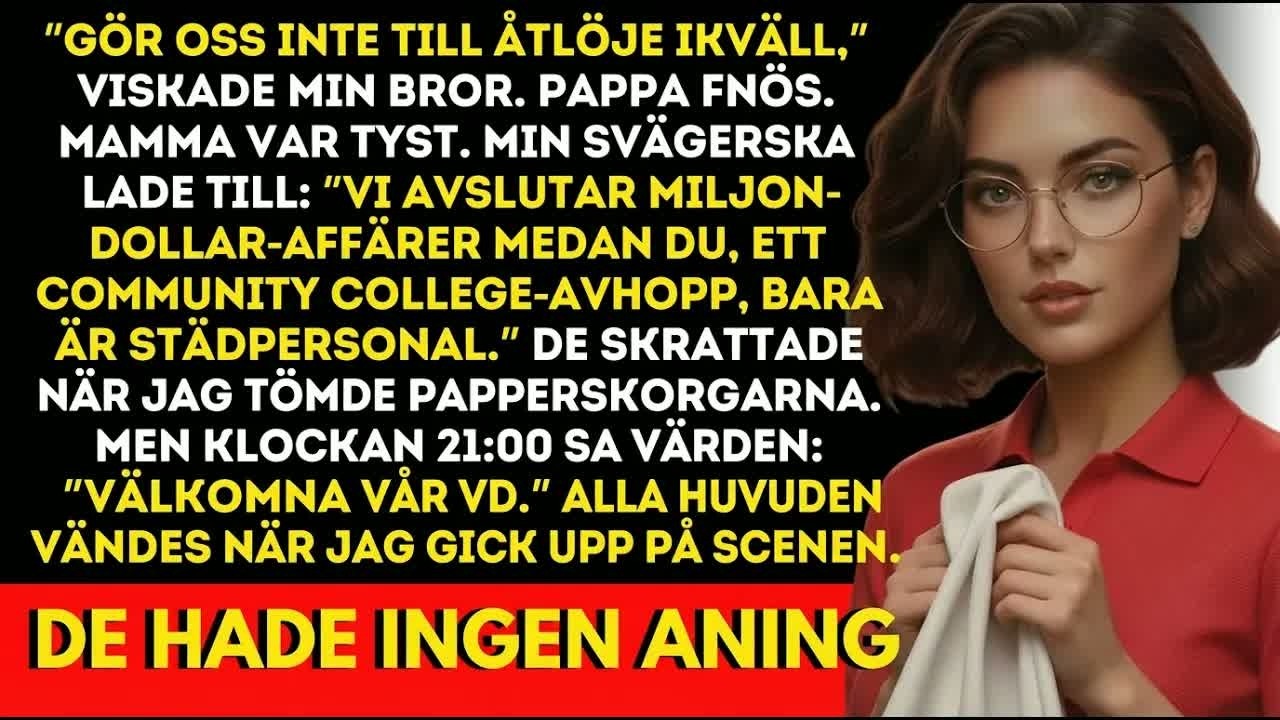 Det var en kväll som många andra, men stämningen var elektrisk. Min bror viskade: ”Skäm inte ut oss ikväll.” Min svägerska kom nära, klackarna klapprade. Hon stannade vid min uniform. ”Vi stänger...