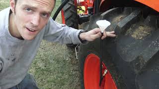 HOW TO ADD LIQUID BALLAST TO REAR TRACTOR TIRES CHEAPLY AND EASILY UNLESS YOURE A MORON