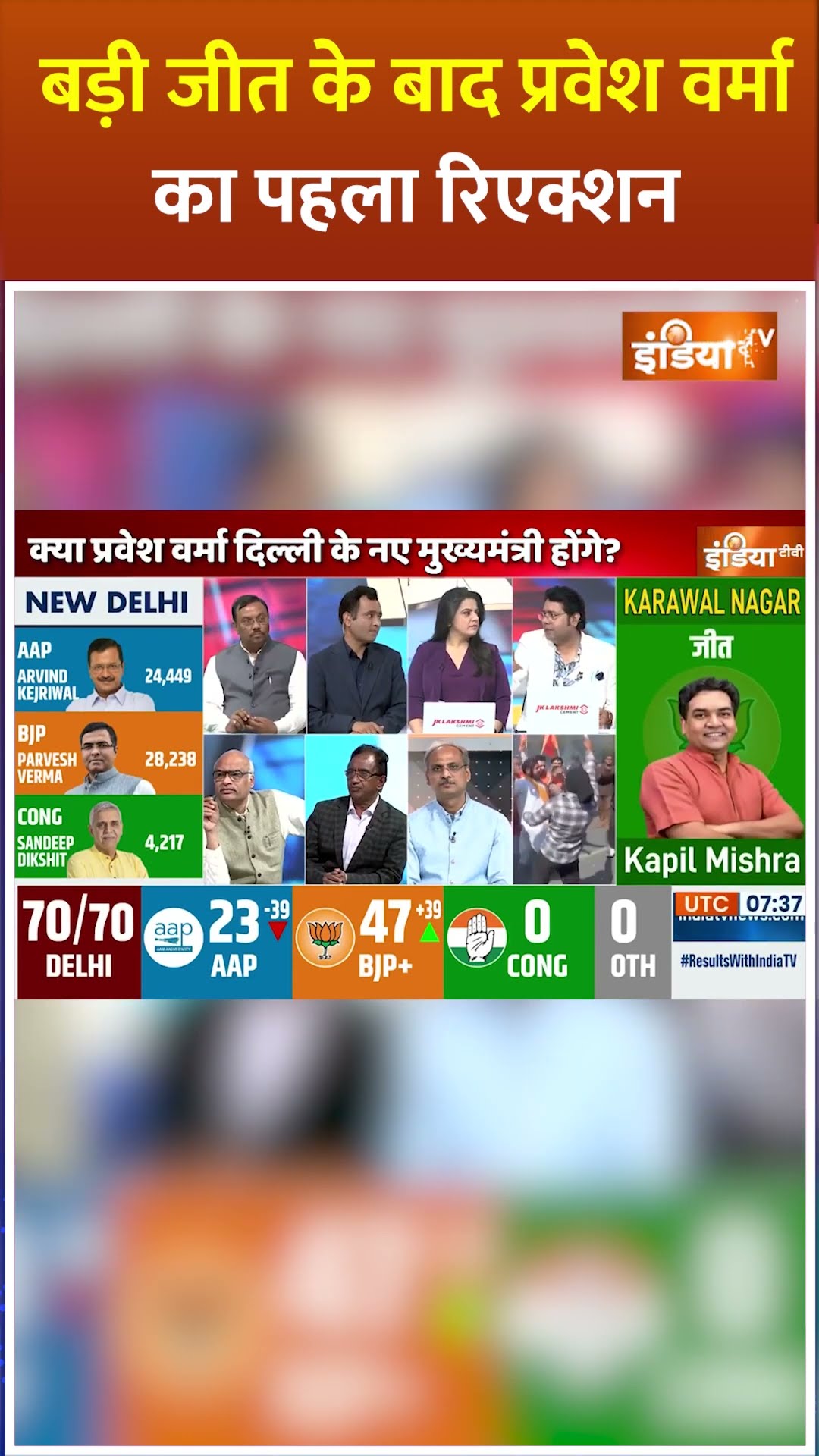 बड़ी जीत के बाद #parveshverma का पहला रिएक्शन #arvindkejriwal #delhielectionresults2025