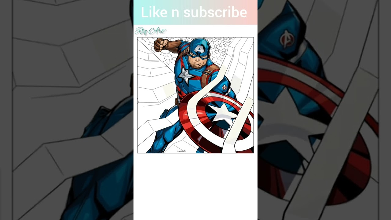 captain America colour drawing art||Riq Art'