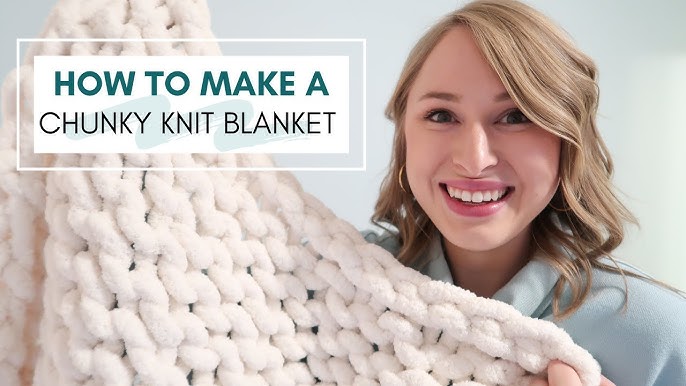 Knitting with huge needles, DIY Chunky Knit Blanket using two strands of  yarn 