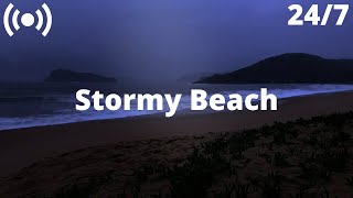 Stormy Ocean Waves on the Beach with Cold Sea Rain Sounds | Relaxing Nature Sounds for Sleep 24/7
