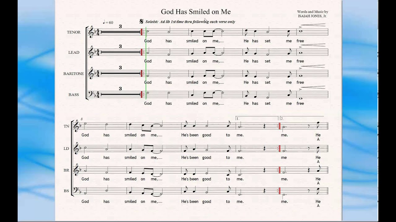 balanced vocal parts god has smiled on me youtube god is james cleveland sheet music