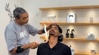 Waris Barber Fire Massage🔥🥵 & Head Massage Asmr💆🏻‍♂️Deep Massage - Tok Sen Tools 