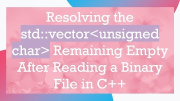 Resolving the std::vector unsigned char  Remaining Empty After Reading a Binary File in C+ +
