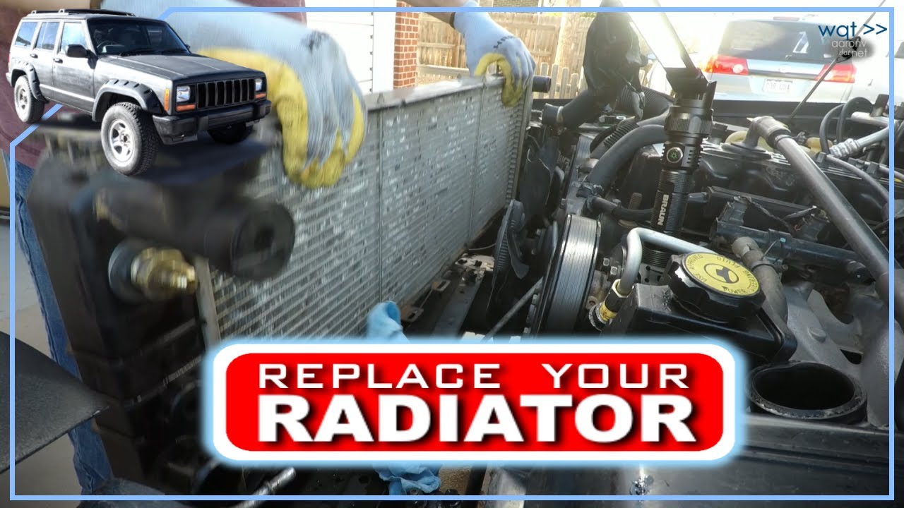 wqt//basic auto: 97-01 Jeep XJ Radiator complete OE replacement - YouTube