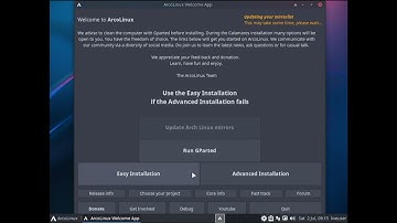 Installation of minimal Cutefish Desktop using advanced installation method and Arcolinuxs ISO.