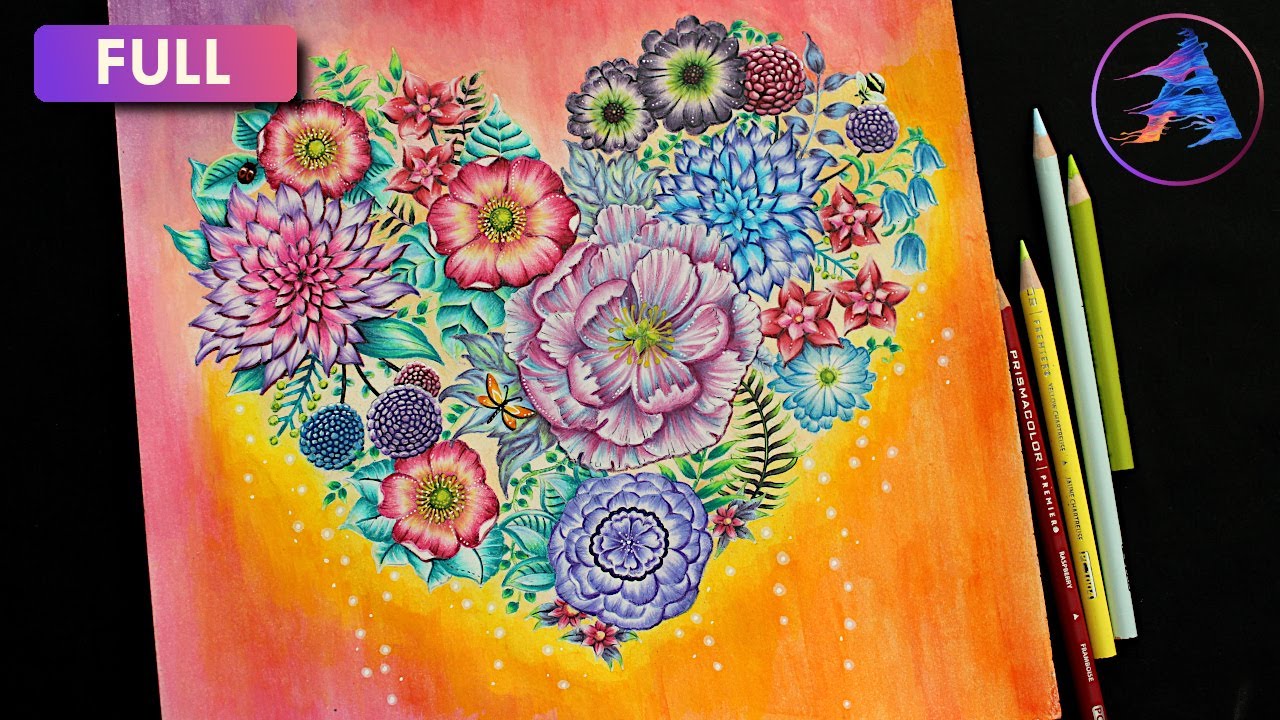 Coloring Tutorial: Heart | WORLD OF FLOWERS by Johanna Basford | Mixed ...