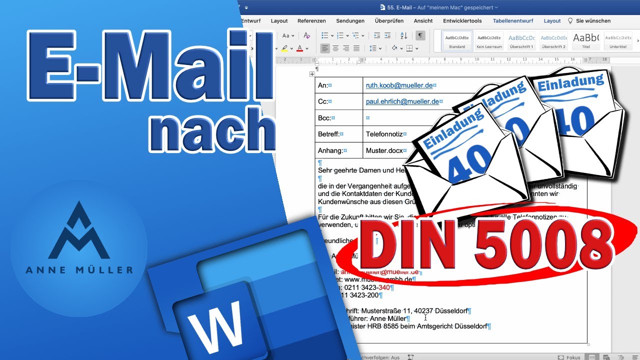  New Update  E-Mail nach DIN 5008 03/2020 in Microsoft Word - E-Mail schreiben für Anfänger