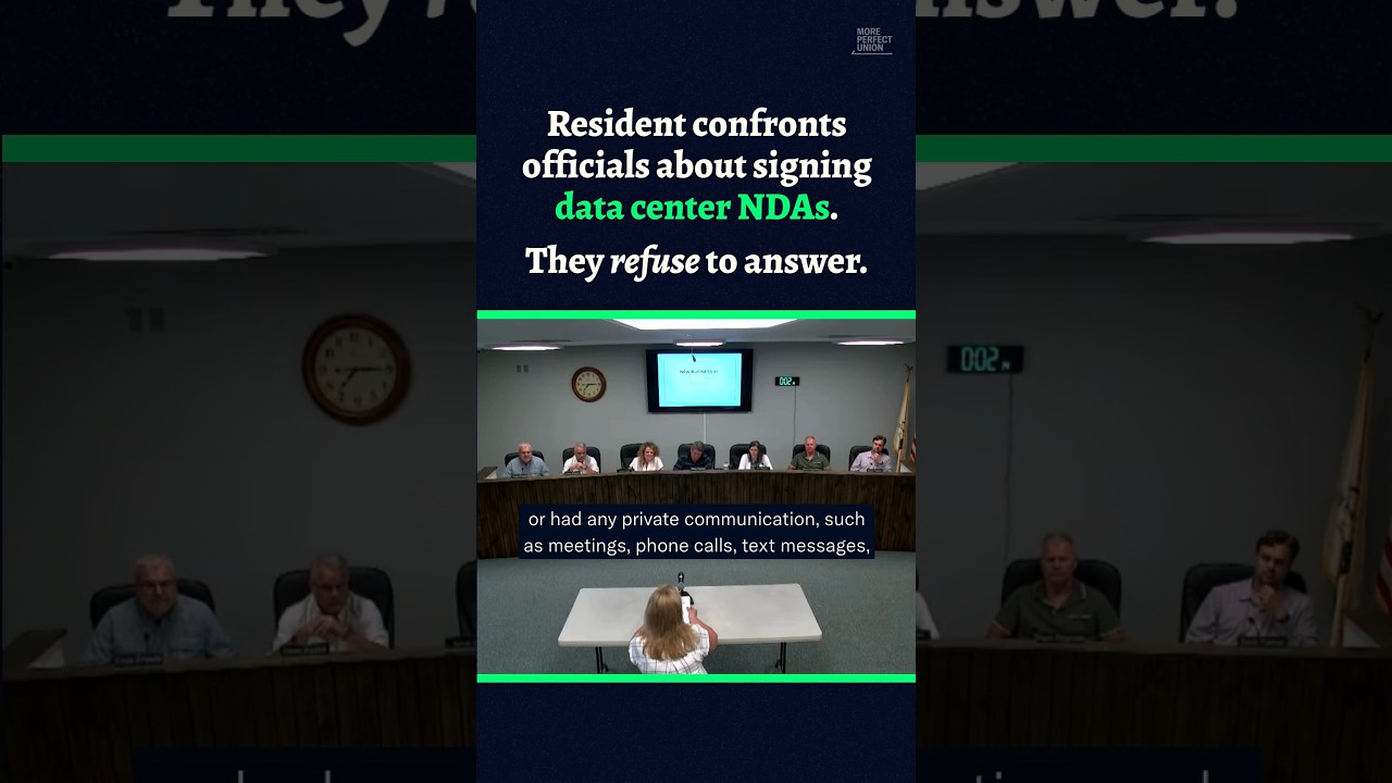 Resident confronts officials about signing data center NDAs. They refuse to answer.