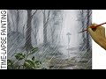 Man with Umbrella Walking in the Raining Forest | Acrylic Painting in Time Lapse