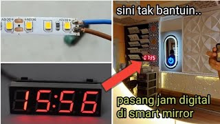 Ternyata Cukup pake ini !! pasang jam digital pada Cermin dan merangkai sisa potongan lampu LED