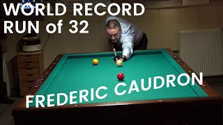 High Run of 32 World Record Frederic Caudron 3 Cushion Billiard