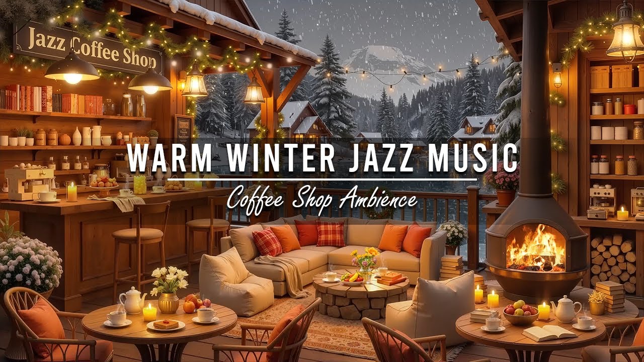 Warm Winter Jazz Music for Working Cozy Lakeside Coffee Porch Ambience ...
