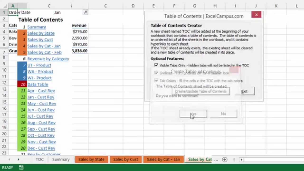 Create an Table of Contents in Excel with Tab Hound YouTube