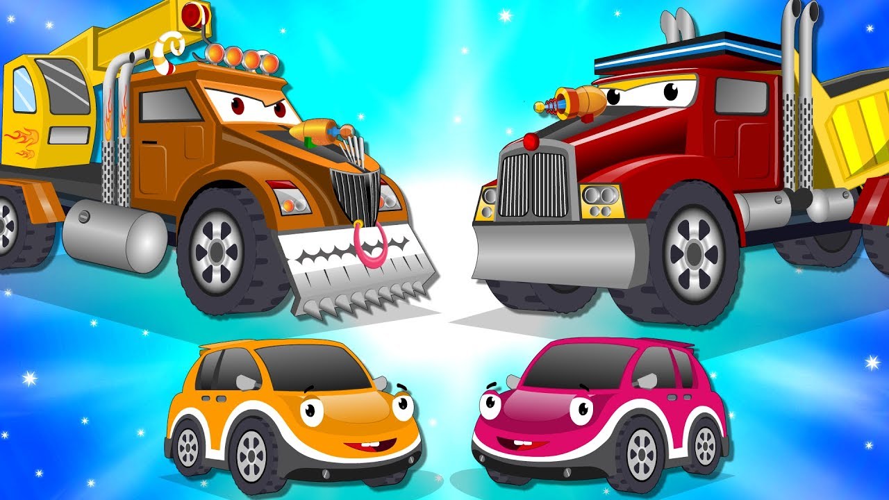 Crane Truck vs Super Dump Truck | Police Car Cartoon Songs - YouTube
