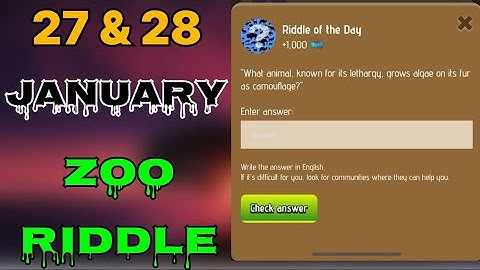 Zoo riddle of the day 27 & 28 January | Riddle of the day Zoo today | riddle of the day zoo | #zoo |