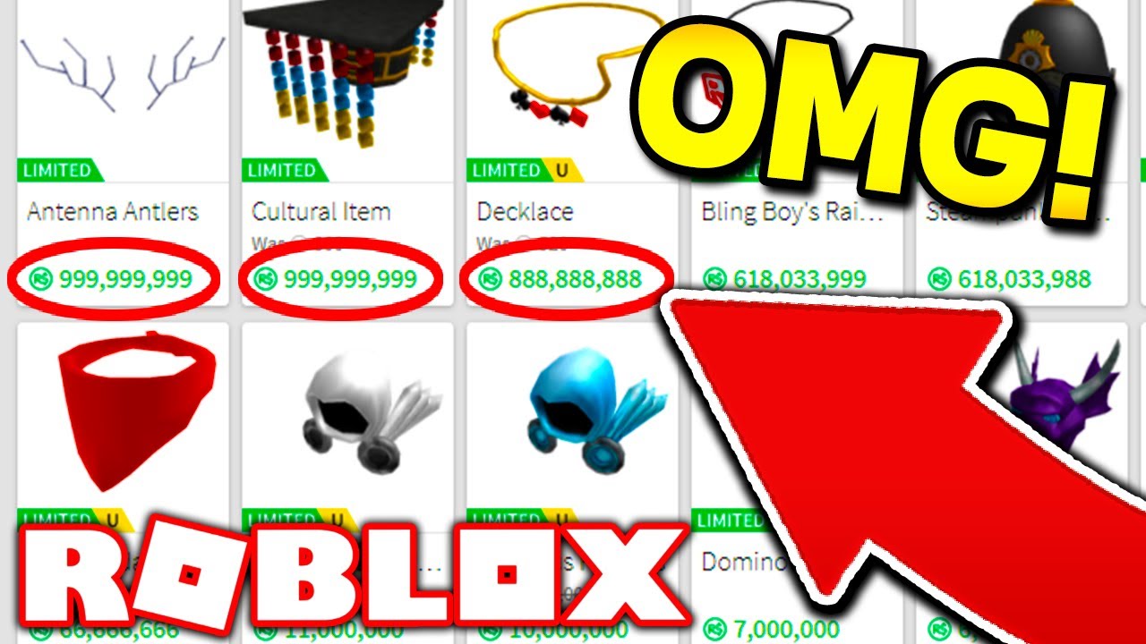 WORLD'S MOST EXPENSIVE ROBLOX HATS! (999,999,999 ROBUX!!!!) - YouTube