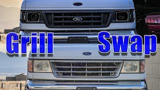 Swapping Grills and Headlight Type on 1996 Ford Econoline van | Black and White look