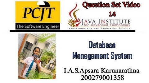 Question Set 14 | Database Management System | Java Institute