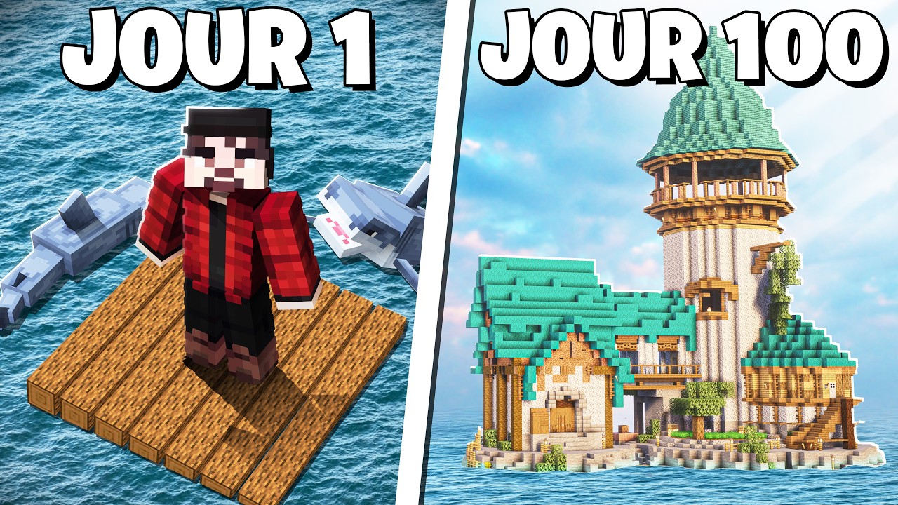 J'ai Survécu 100 JOURS sur Un Radeau sur MINECRAFT HARDCORE !
