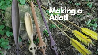 Throwing and carving and primitive spear thrower/atlatl by hand.