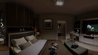 ASMR VR Rainy night inside a city apartment 360 Ambience 1 Hour - Sleep Relax Focus Chill Dream
