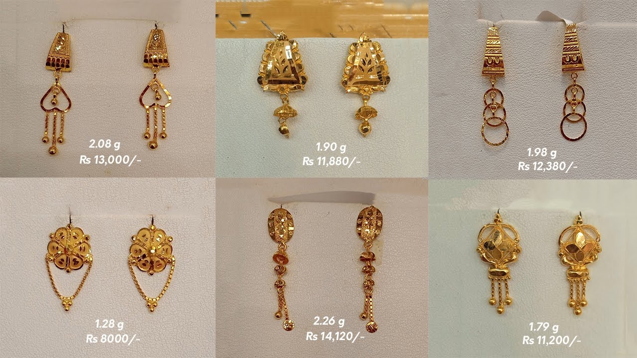 916 Hall Mark Goldjewellery Earrings Tops at Rs 8000/piece in Rupnagar |  ID: 20427882462