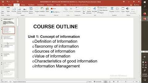 Management of Libraries and Information Centres II Introduction to the course outline