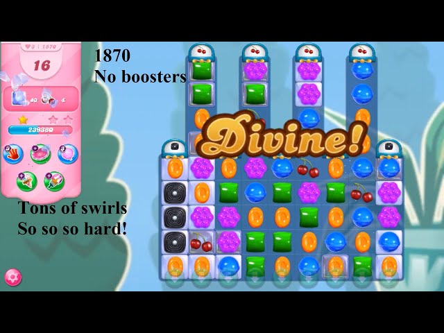 Candy Crush Saga Level #1870 Tons Of Licorice Swirls So So So Hard 2 Stars  No Boosters - Youtube