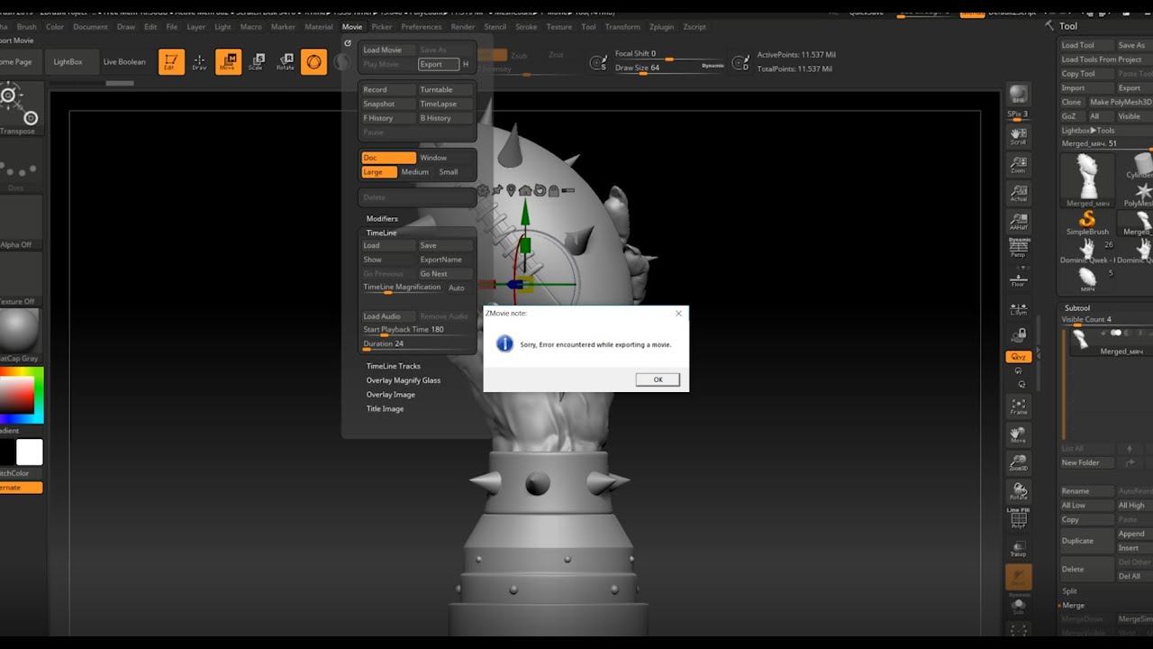 file write error zbrush