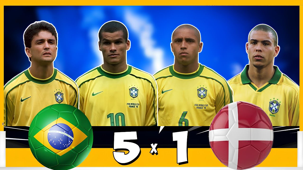 Brasil 5x1 Dinamarca (1996) – Dinamarqueses Não Aguentam o Poder do Trio Rivaldo-Bebeto-Ronaldo! 💛⚽