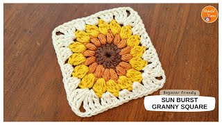 Crochet Sunburst Sunflower Granny Square for Beginners